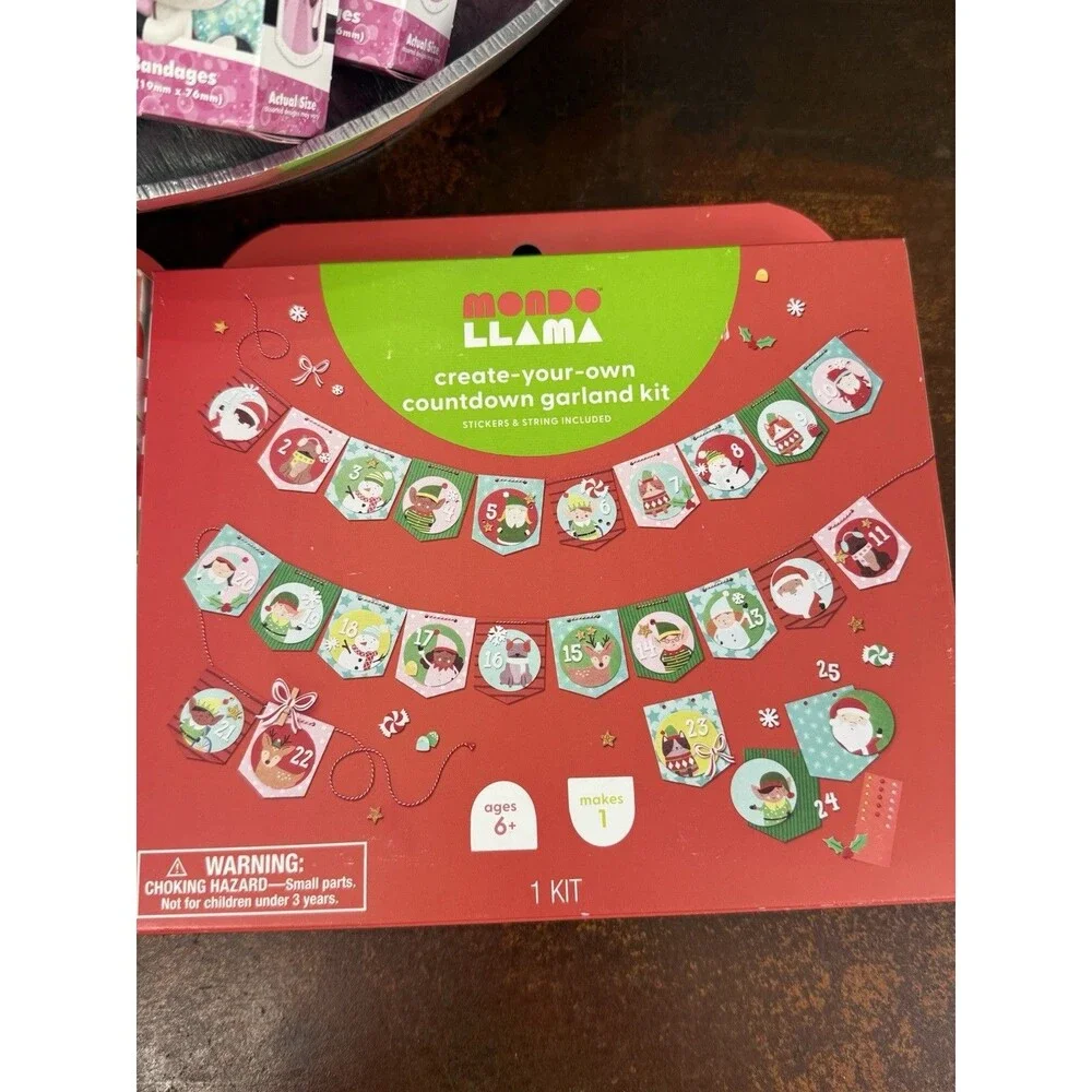 2 Mondo Llama Create-Your-Own Christmas Countdown Garland Kit &12 pk of Band-Aid - Picture 11 of 12